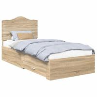 Bedframe met hoofdeinde Sonoma Eiken 100 x 200 cm Bewerkt hout - thumbnail