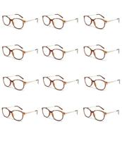Spectrum 12 stuks leesbril havana/ goud assorti klassiek rond - thumbnail