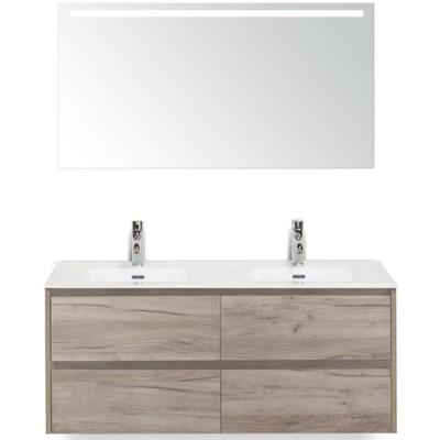 Dante Badmeubelset 120 cm - 4 Laden Craft Oak - Keramische Wastafel Wit Cover met Sence Spiegel