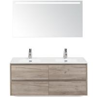 Dante Badmeubelset 120 cm - 4 Laden Craft Oak - Keramische Wastafel Wit Cover met Sence Spiegel - thumbnail