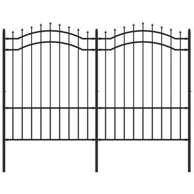 Tuinhek met spijlpunten 190 cm gepoedercoat staal zwart