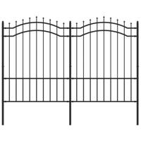 Tuinhek met spijlpunten 190 cm gepoedercoat staal zwart - thumbnail