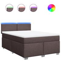 Boxspring met matras stof donkerbruin 140x200 cm - thumbnail