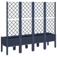 Plantenbak met latwerk 160x40x142 cm polypropeen grijs - thumbnail