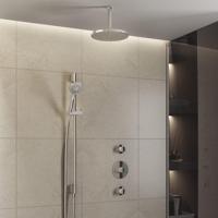 Hotbath Buddy - Inbouw Regendoucheset - 2 Stopkranen - Thermostatisch - Plafondbuis 15 cm - Hoofddouche 250 mm - Ronde Handdouche 3 Standen - Glijstang 900 mm - Waterbesparend - V01 - thumbnail