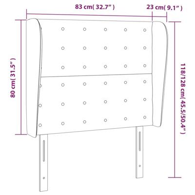 Hoofdbord met randen 83x23x118/128 cm stof donkergrijs