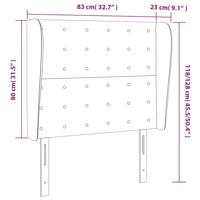 Hoofdbord met randen 83x23x118/128 cm stof donkergrijs - thumbnail