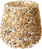 Theelichthouder glas kraal 6.5x8cm goud - thumbnail