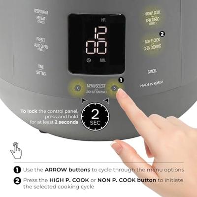 Cuckoo CRP-ST1009F Rijstkoker Grijs Anti-aanbaklaag, LC-display