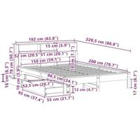 Bed met boekenkast zonder matras massief grenenhout 150x200 cm - thumbnail