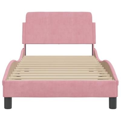 Bedframe met hoofdeinde zonder matras 90x190 cm fluweel roze Bedframe met hoofdeinde zonder matras 90x190 cm fluweel roze