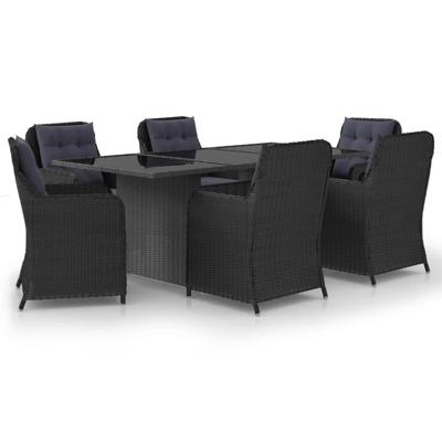 vidaXL 7-delige Tuinset poly rattan zwart vidaXL 7-delige Tuinset poly rattan zwart