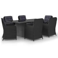 vidaXL 7-delige Tuinset poly rattan zwart - thumbnail