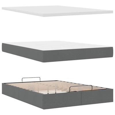Ottoman bed met matras 160x200cm stof donkergrijs