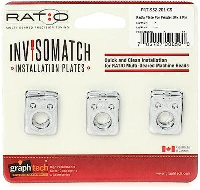 Graph Tech PRT-952-201-C0 Ratio InvisoMatch F-Style Mounting Plates 2-Pin Hole Chrome (set van 6)