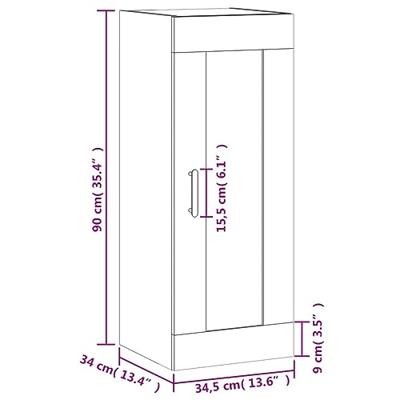 Wandkast 34,5x34x90 cm bewerkt hout wit