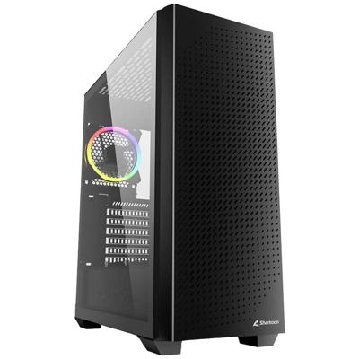Sharkoon vs9 rgb black midi tower behuizing (zwart | 2x usb-a | 1x usb-c | rgb | tempered glass)