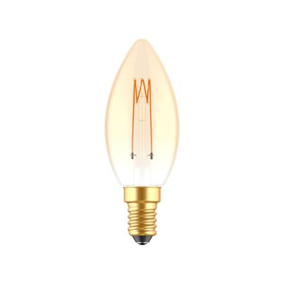LED Kaarslamp goud E14 - Gloeilamp design - Dimbaar extra warm wit - 1800K
