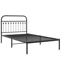 Bedframe met hoofdbord metaal zwart 107x203 cm - thumbnail