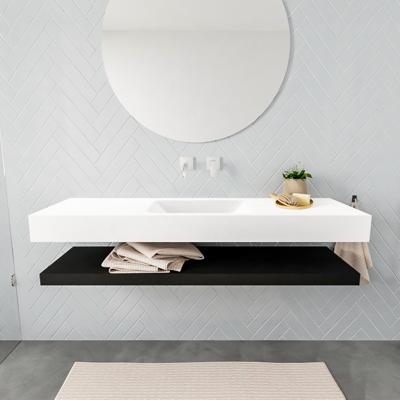 Aqua Splash Badkamermeubel AQS Ibiza 150 cm met Mat Zwart Planchet Solid Surface Wastafel Mat Wit - Badmeubel Ibiza 150 cm Solid Surface Planchet Mat Aqua Splash Badkamermeubel AQS Ibiza 150 cm met Mat Zwart Planchet Solid Surface Wastafel Mat Wit - Badmeubel Ibiza 150 cm Solid Surface Planchet Mat