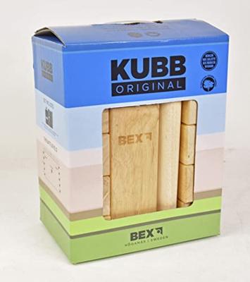 Kubb original rubberhout met rode koning - thumbnail