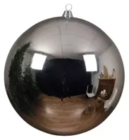Decoris kerstbal Plastic zilver glans 14cm - thumbnail