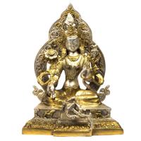 Groene Tara met Aura Goud- en Zilverkleurig (Messing - 22 cm) - thumbnail