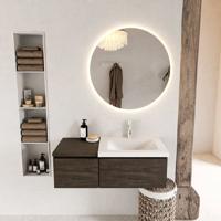 MONDIAZ BUKLA 100cm badmeubel met module 40 kleur Dark Brown met 2 lades. Wastafel CLOUD rechts 1 kraangat kleur Talc. - thumbnail