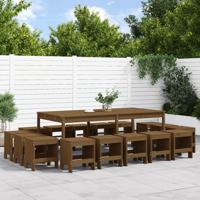 17-delige Tuinset massief grenenhout honingbruin - thumbnail