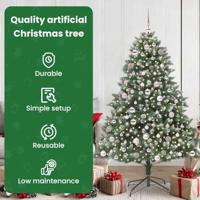 Kunstkerstboom met 300 LED Groen 180 cm PVC en Plastic en Staal - thumbnail
