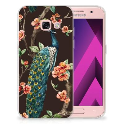 Samsung Galaxy A3 2017 TPU Hoesje Pauw met Bloemen Samsung Galaxy A3 2017 TPU Hoesje Pauw met Bloemen