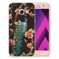 Samsung Galaxy A3 2017 TPU Hoesje Pauw met Bloemen - thumbnail