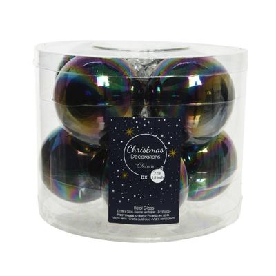 Kerstbal glas d7 cm zwart iris 8 stuks KSD - Ksd Kerstbal glas d7 cm zwart iris 8 stuks KSD - Ksd