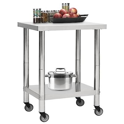 VidaXL Keukenwerktafel met wielen 80x45x85 cm roestvrij staal