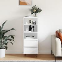 Hoge kast 40x36x110 cm bewerkt hout wit - thumbnail