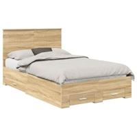 Bedframe met hoofdeinde Sonoma Eiken 120 x 200 cm Bewerkt hout - thumbnail
