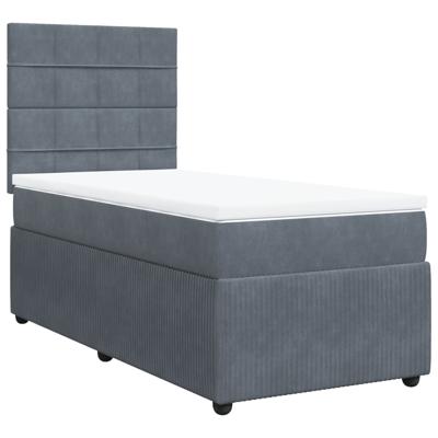 Boxspring met matras fluweel donkergrijs 80x200 cm - thumbnail