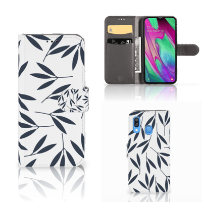 Samsung Galaxy A40 Hoesje Leaves Blue Samsung Galaxy A40 Hoesje Leaves Blue