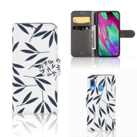 Samsung Galaxy A40 Hoesje Leaves Blue - thumbnail