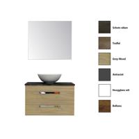 Badkamermeubelset Sanicare Q11 2 Laden 80cm Belluno-Eiken (spiegel optioneel) - thumbnail
