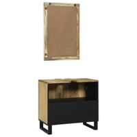 Badkamermeubelset met plank met opslag 2 pcs Bruin Bewerkt hout - thumbnail