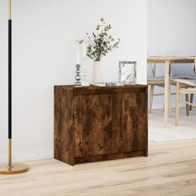 Dressoir met LED 72x34x61 cm bewerkt hout gerookt eikenkleurig