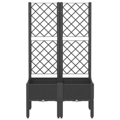 VidaXL Plantenbak met latwerk 80x40x142 cm polypropeen zwart