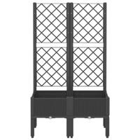 Plantenbak met latwerk 80x40x142 cm polypropeen zwart - thumbnail