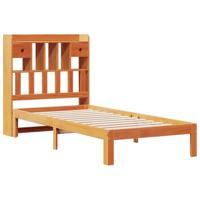 Bed met boekenkast zonder matras grenenhout wasbruin 100x200 cm - thumbnail