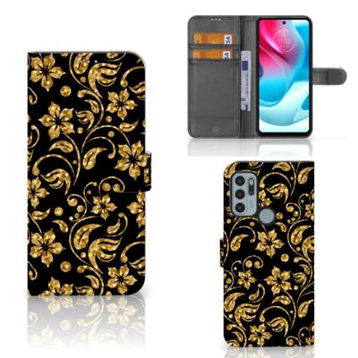 Motorola Moto G60s Hoesje Gouden Bloemen Motorola Moto G60s Hoesje Gouden Bloemen