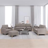 4-delige Loungeset met kussens stof taupe - thumbnail