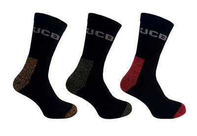 JCB Werksokken | Gekleurde Hiel en Tenen | Maat 39-43 | 3 paar - JCBX208