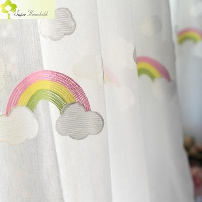 Regenboog wolken geborduurde Tule kinderen gordijnen voor kinderen slaapkamer venster behandelingen keuken gordijnen voor woonkamer grootte: 1.5 MX 2 Regenboog wolken geborduurde Tule kinderen gordijnen voor kinderen slaapkamer venster behandelingen keuken gordijnen voor woonkamer grootte: 1.5 MX 2