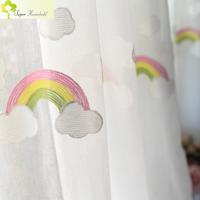 Regenboog wolken geborduurde Tule kinderen gordijnen voor kinderen slaapkamer venster behandelingen keuken gordijnen voor woonkamer grootte: 1.5 MX 2 - thumbnail